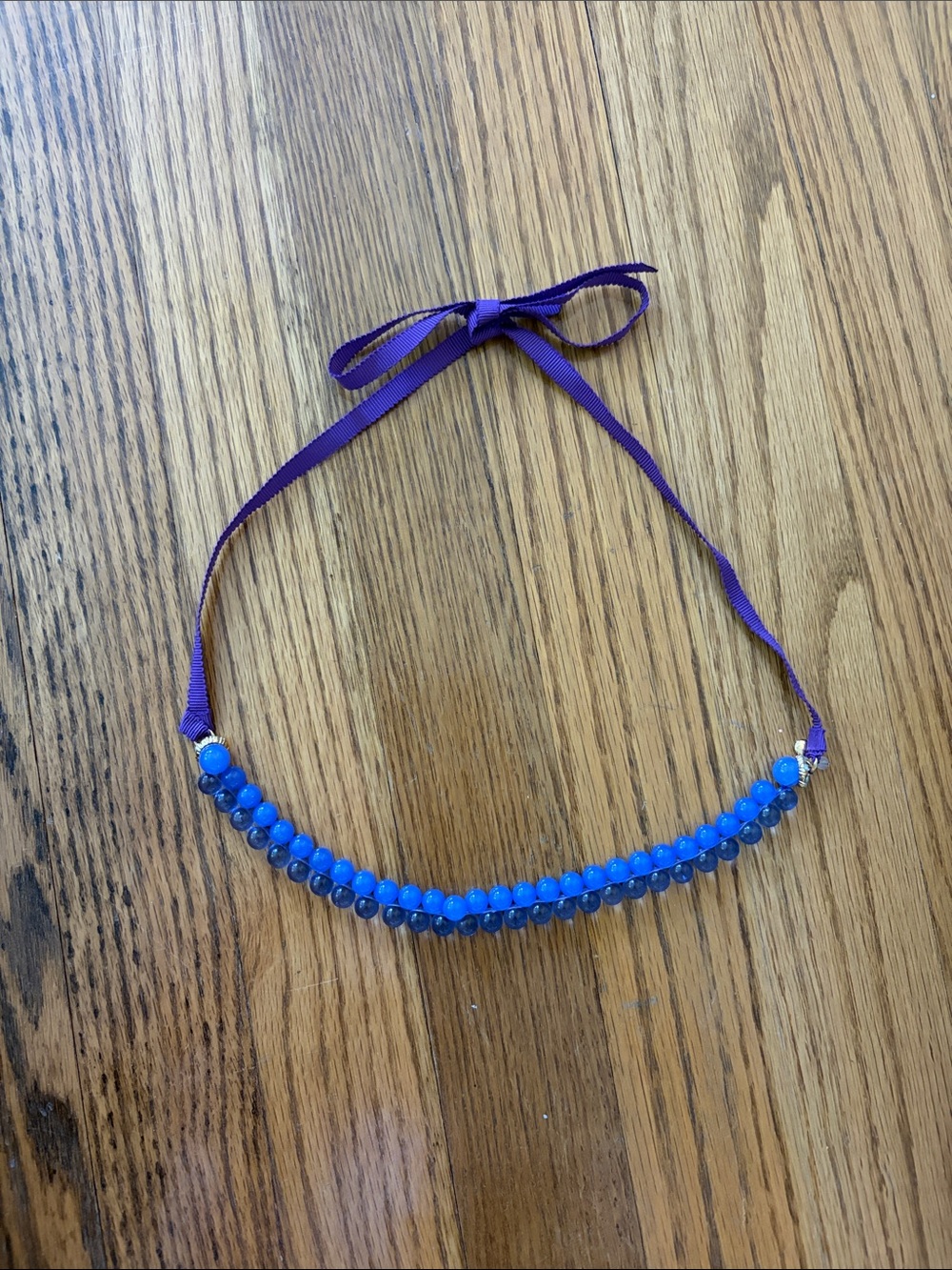 Crewcuts girls blue necklace with purple ribbon